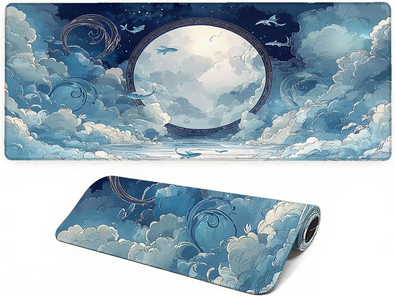 Podkładka pod mysz XXL, 1200 x 600 x 3 mm, bardzo duża podkładka pod mysz, podkładka na biurko, antypoślizgowa gumowa podstawa, niebieska, duża podkładka na biurko, pod klawiaturę, nadaje się do