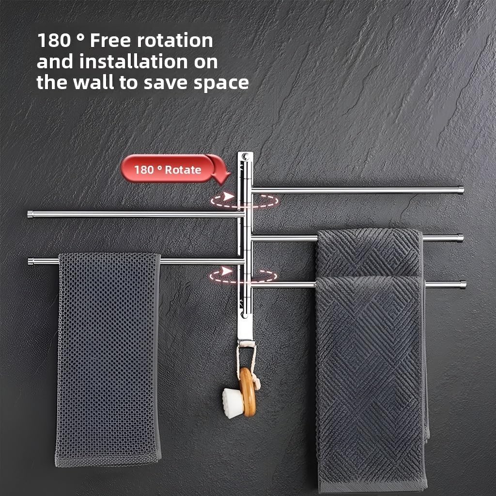 Solid Brass Rotating Towel Rod - Wall-Mounted, Multi-Bar Design, Adjustable Bathroom Towel Hanger(#5)