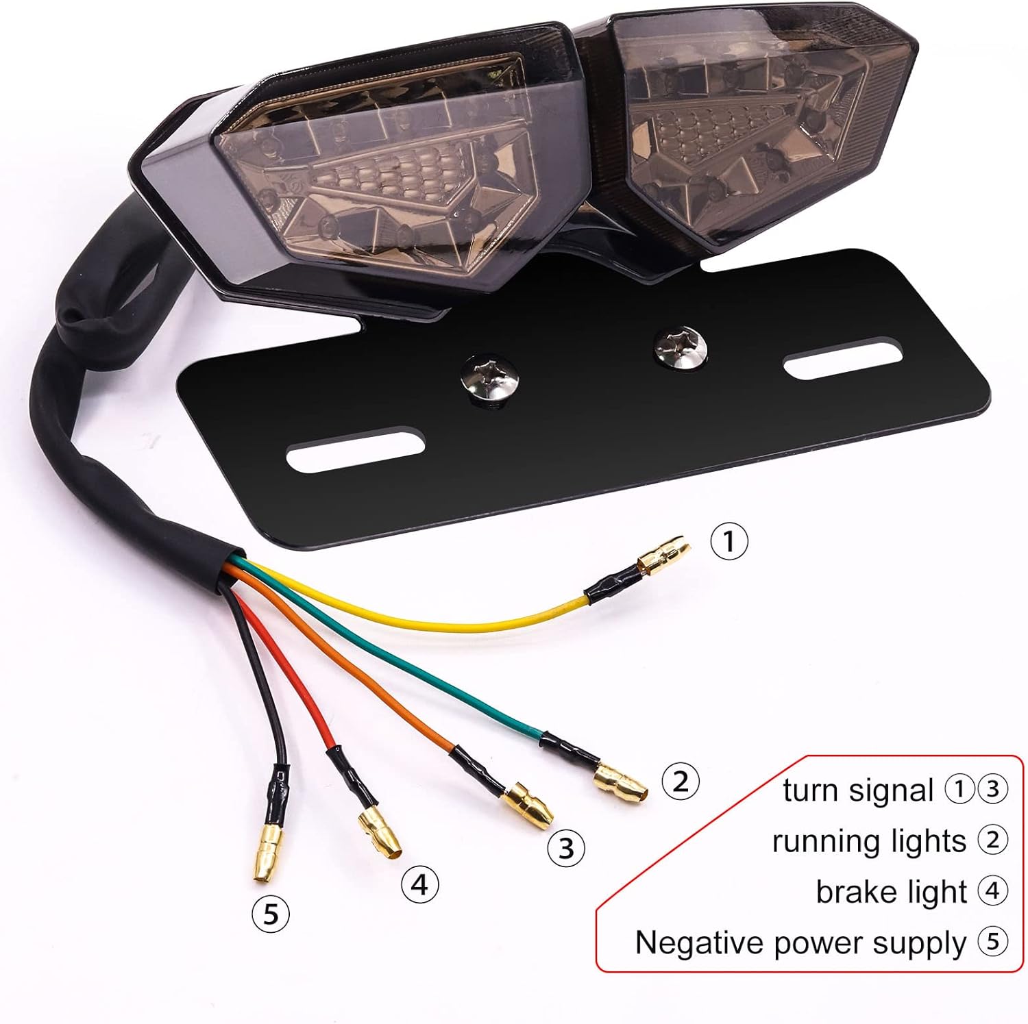 Motorcycle Tail Light Brake Stop Light with Bracket, Motorcycle LED Rear Tail Light 12V Universal for Motorbike SUV ATV Electric Vehicles