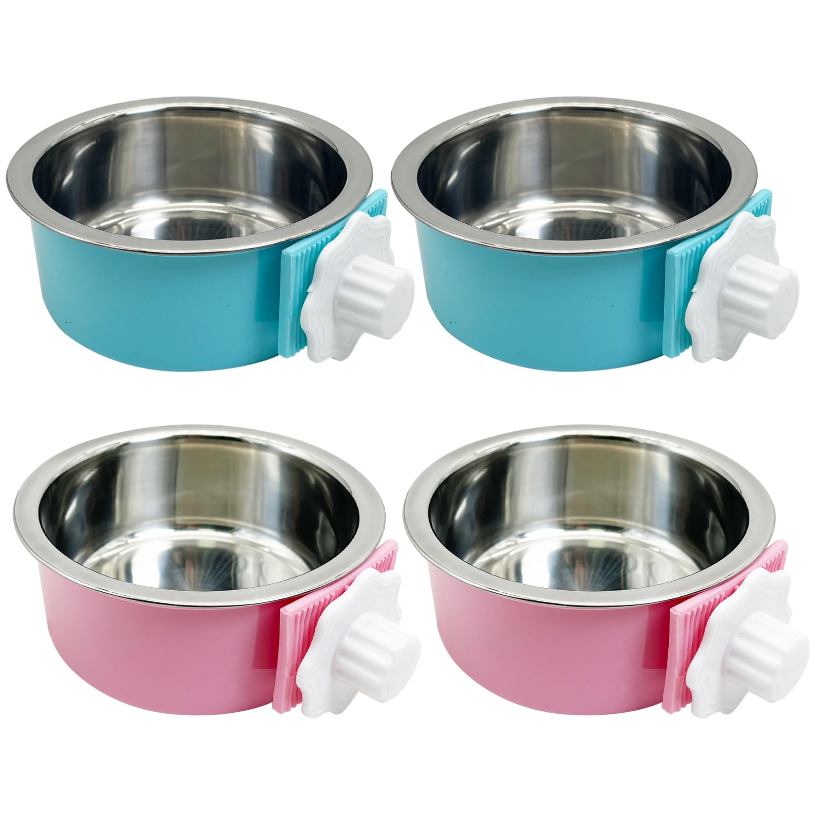 Tfwadmx Hundenapf für Katzen, abnehmbar, Edelstahl, Futter- und Wasser-Futterstation zum Aufhängen, Käfig, mit Reinigungsset für Haustiere, Welpen, Vögel, Ratten, Meerschweinchen, Frettchen,