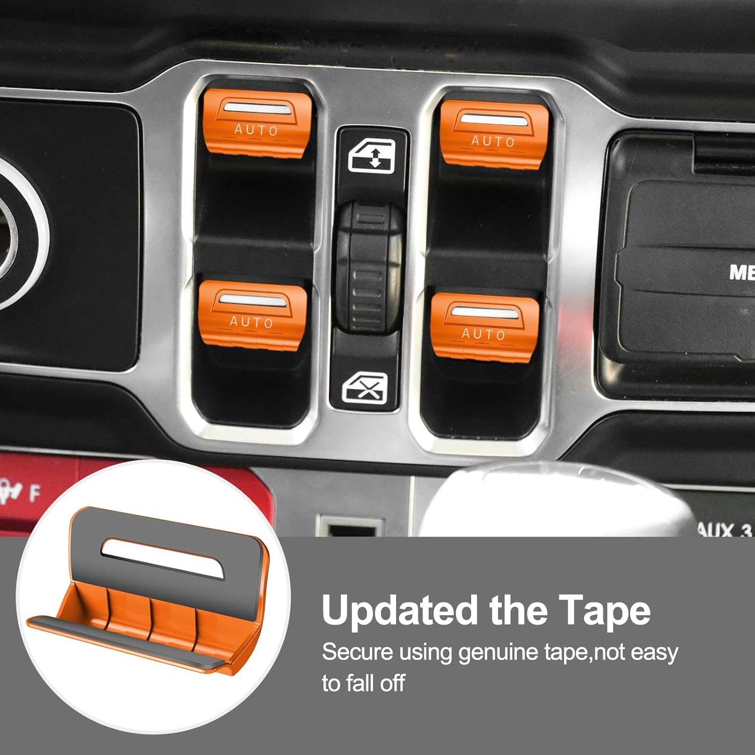 DIAMOOKY 4PCS Upgraded Metal Window Switch Button Cover Compatible with Jeep Wrangler JL JLU 2018-2026 and Gladiator JT 2020-2022 2023 2024 2025 2026 Wrangler 4xe Interior Accessories(Metal-Orange)