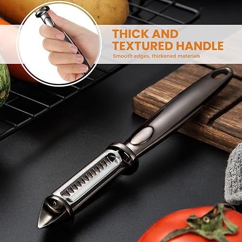 Miniatura 5 de Vincofoo Pelador de verduras multifuncional todo en uno, pelador de verduras de 4 y 1 juliana, pelador de verduras para cocina, cocina de patata,