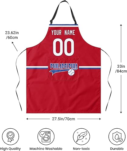 Miniatura 6 de Delantal personalizado con bolsillo personalizado cualquier nombre y cualquier número regalos para papá, hombres fanáticos