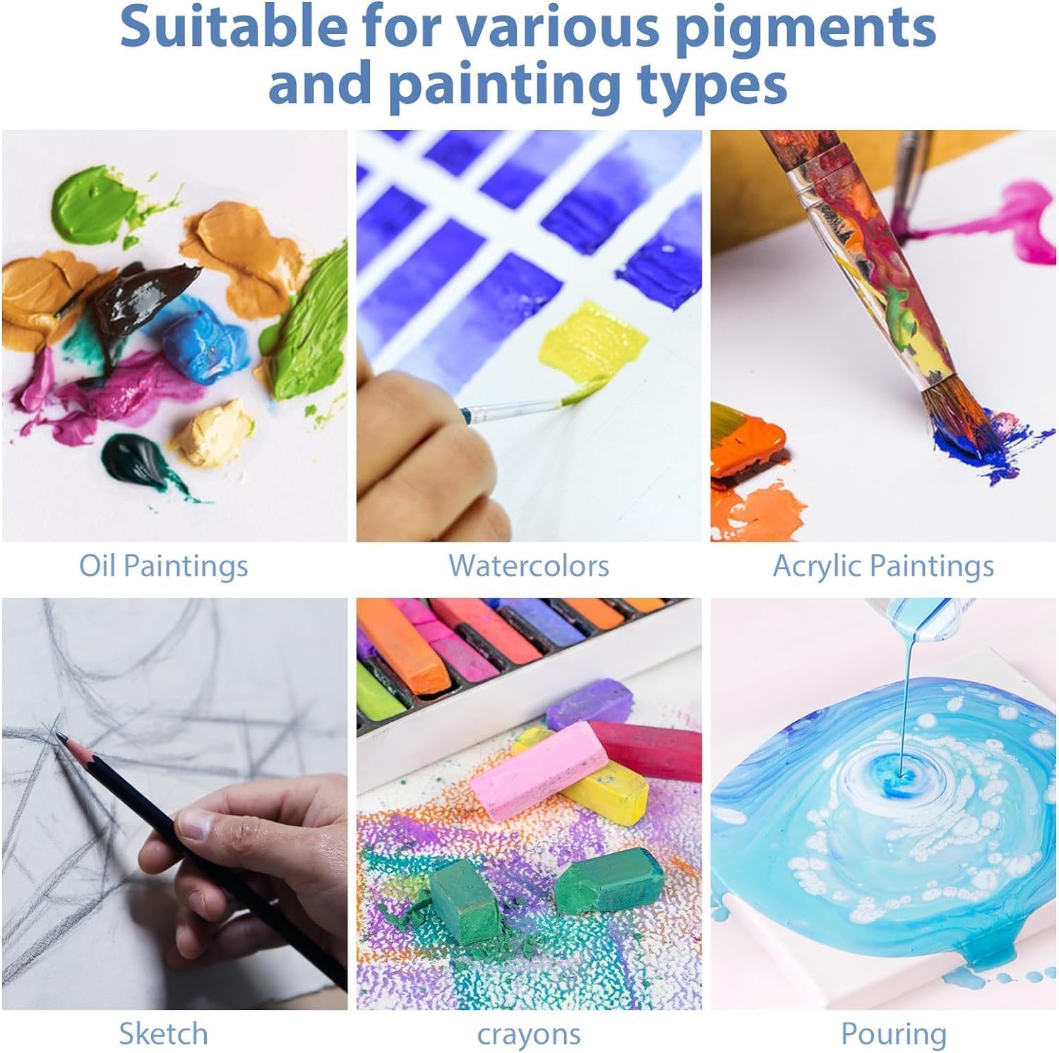 Multi-Pack Stretch, Canvas Square & Round Sizes Included, 100% Cotton White Gesso for Acrylic Pouring, Painting Creations, Craft Projects - Assorted Mix of 12×12, 10×10, 8×8, 6×6, 11x14, 9x12, 8x10