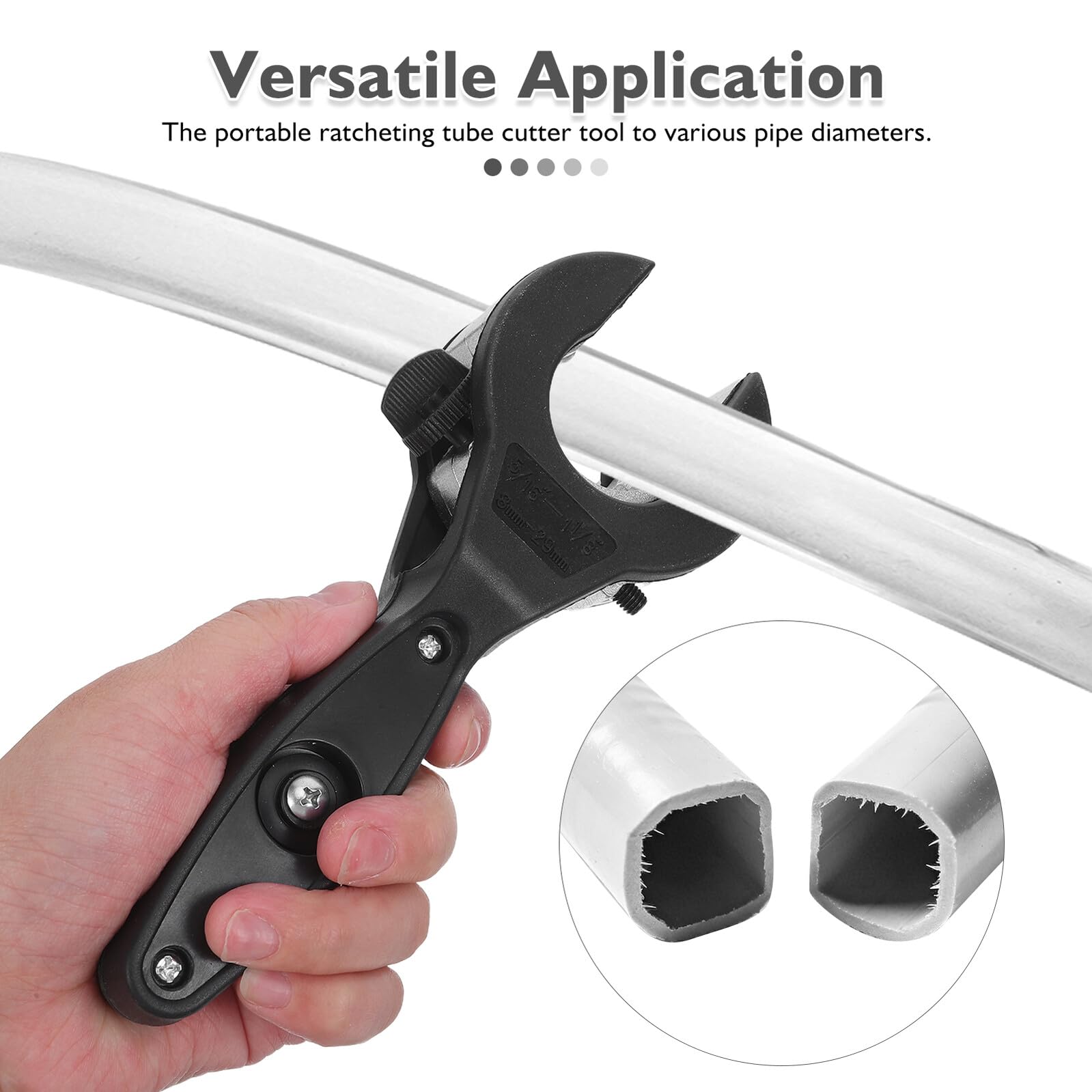 Coupe-tube à Cliquet Manuel Noir 8-29 Mm Roulement, Outil de Coupe de Tuyaux Pvc et Ppr pour Usage Industriel et Professionnel, Coupe-tubes Robuste et Précis, Outils de Coupe