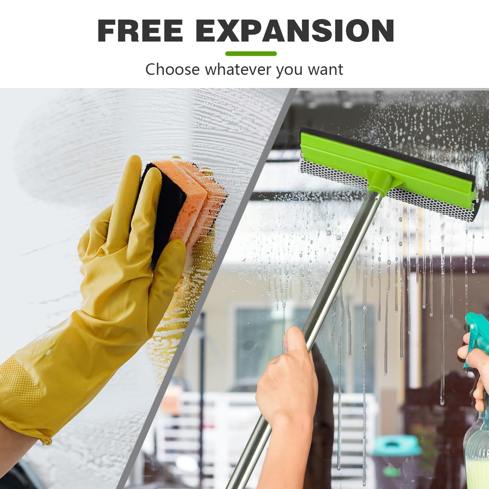 Fensterabzieher 40,4 Cm – 2-in-1 Mit Schwamm & Gummi – Für Auto, Dusche, Glas