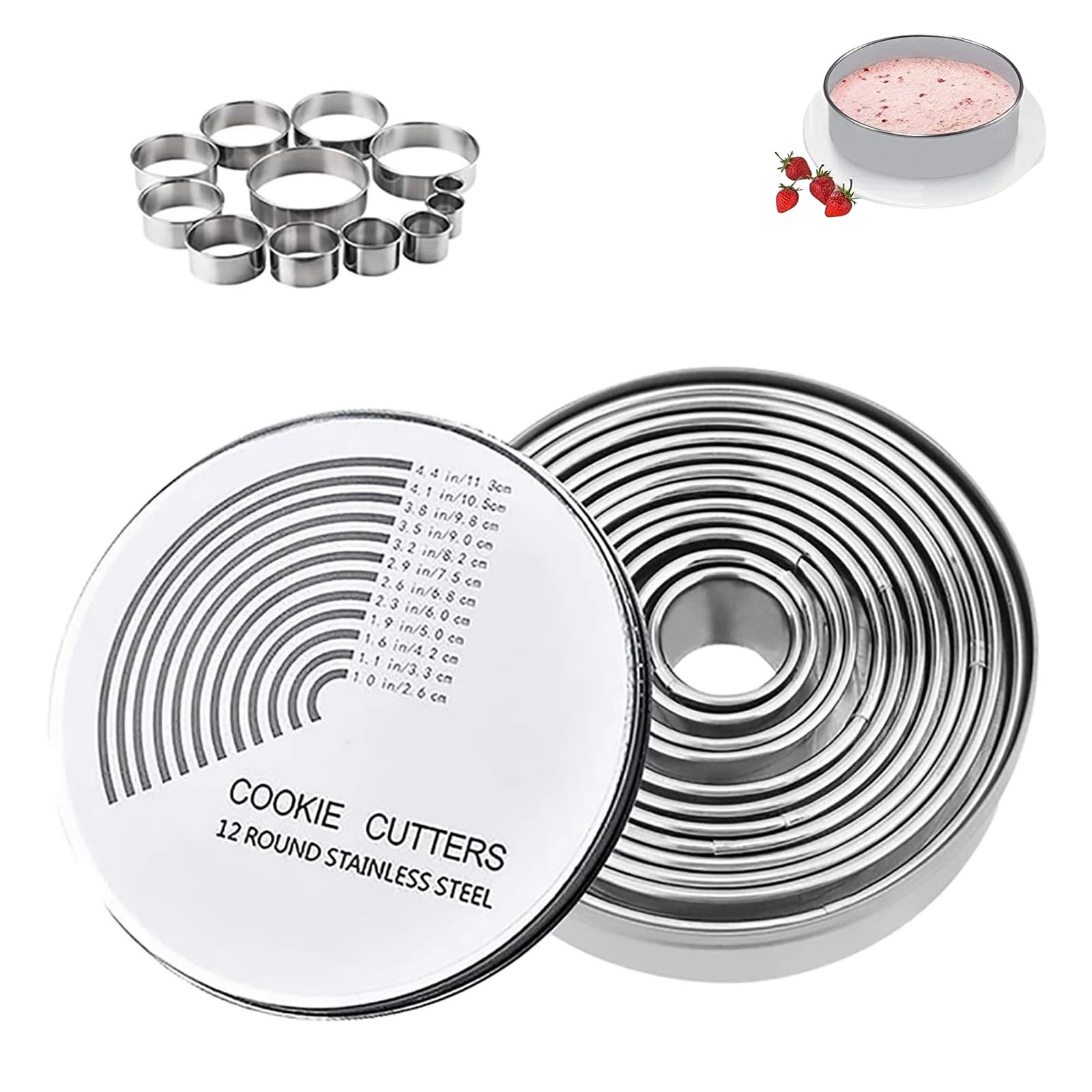 Coppapasta Rotondi 12 Pezzi - Acciaio Inox, Per Biscotti E Pasta Frolla, Con Porta Forme - Foto 5