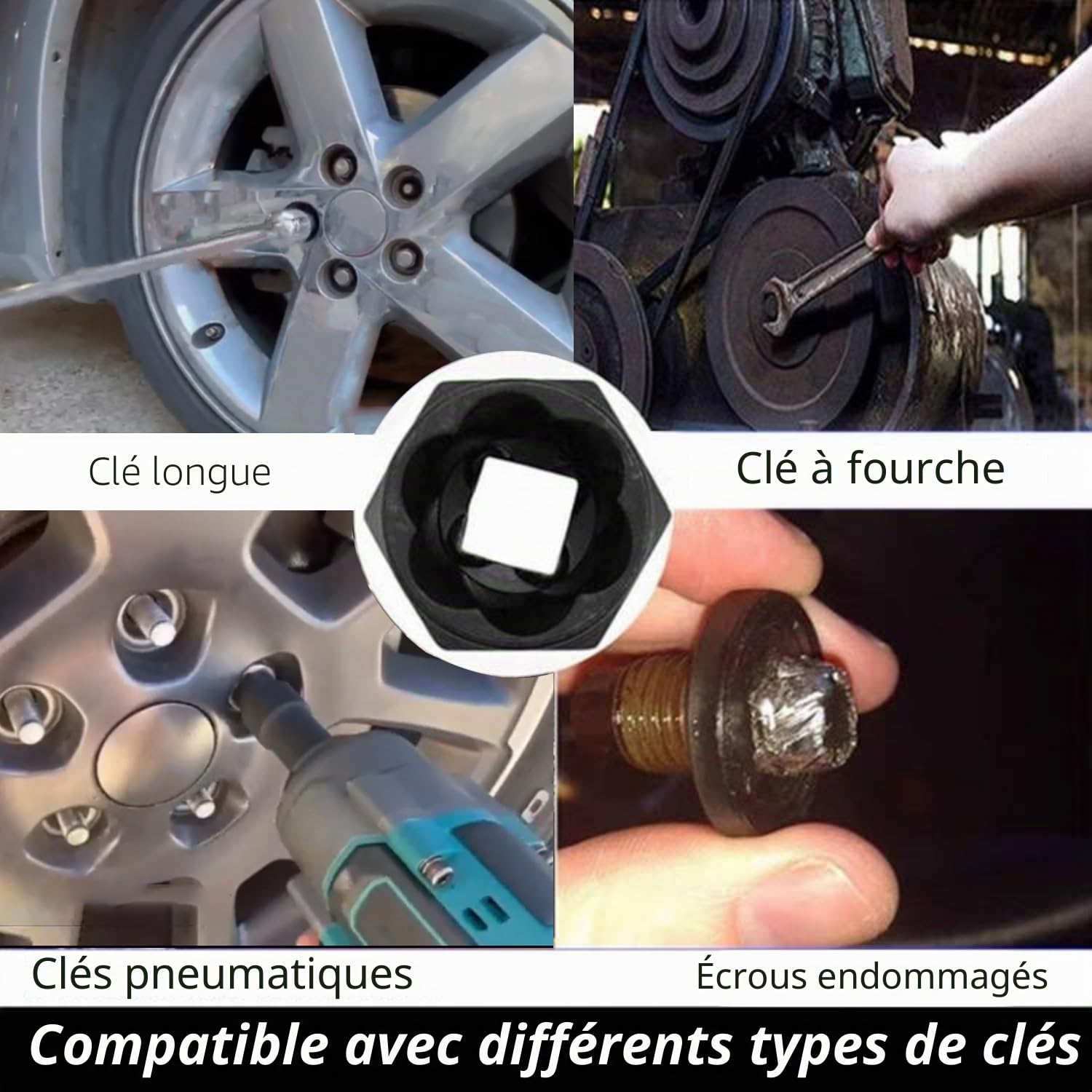 DPTOOL Lot de 22 extracteurs de boulons et d'écrous, 1/2" et 3/8" pour retirer les écrous de roue à impact, blocage de roue pour extraire les écrous & vis gelés endommagés & dénudés, douille rotativeq