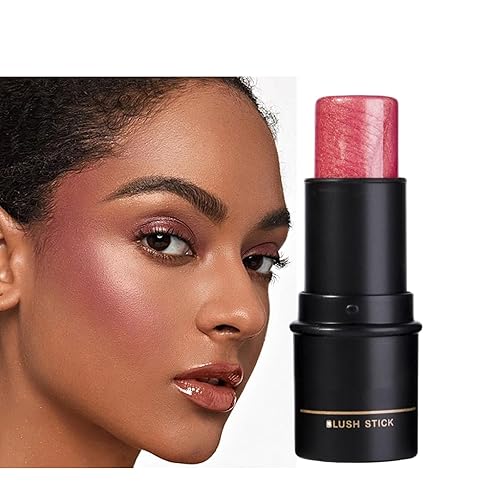 Rouge - Barra de rubor en crema para mejillas y labios, barra de contorno y resaltador multiusos mezclable de larga duración