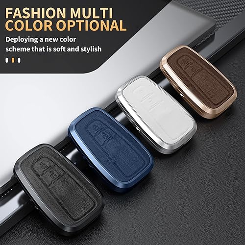 Miniatura 3 de KUNGKIC Funda inteligente para llavero de automóvil para Toyota CHR C-HR Camry Prius Prado Corolla RAV4 aleación de aluminio y protector de cuero