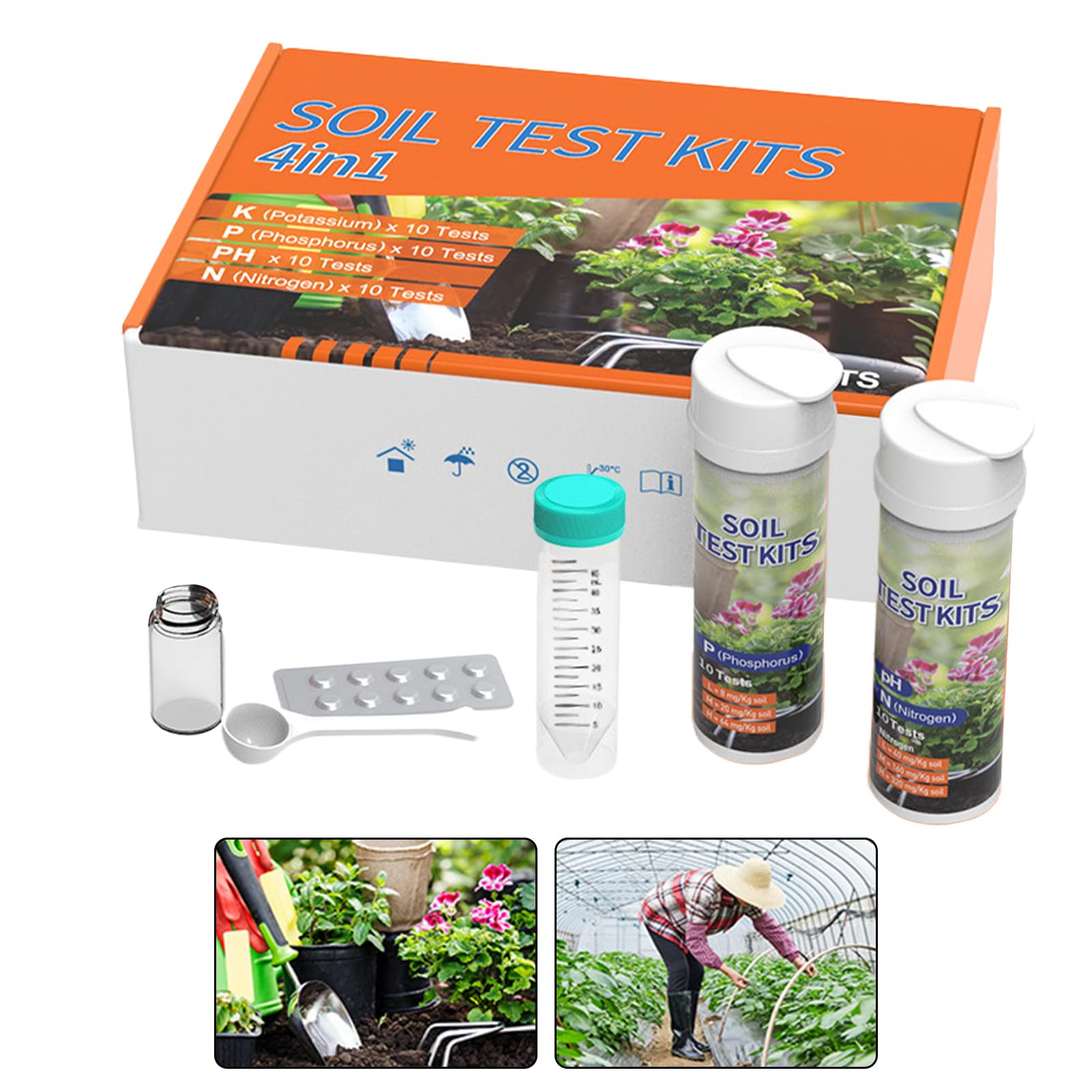 Generisch Bodentest-Set – 4-in-1-Bodentestpapier für Stickstoff, Phosphor und Kalium, Nährstoff-Bodentester, Gartengeräte für Haus, Gewächshaus