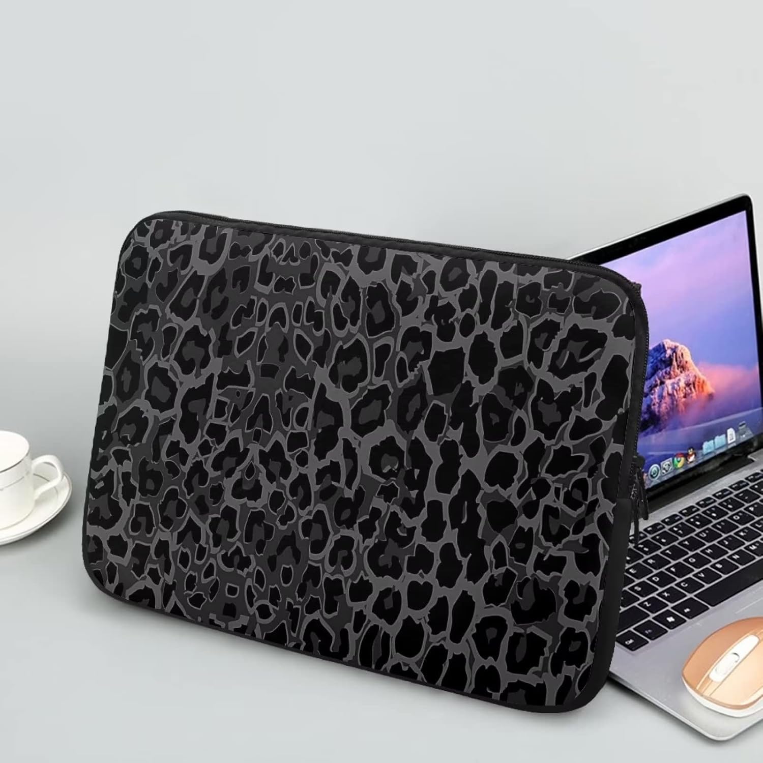 17 Inch Black Leopard Laptop Sleeve, Laptop Cover Lightweight Computer Bag Tablet Carrying Case Notebook Sleeves Neoprene Briefcase for Travel/Business/School, Gifts for Men Women - Image 2