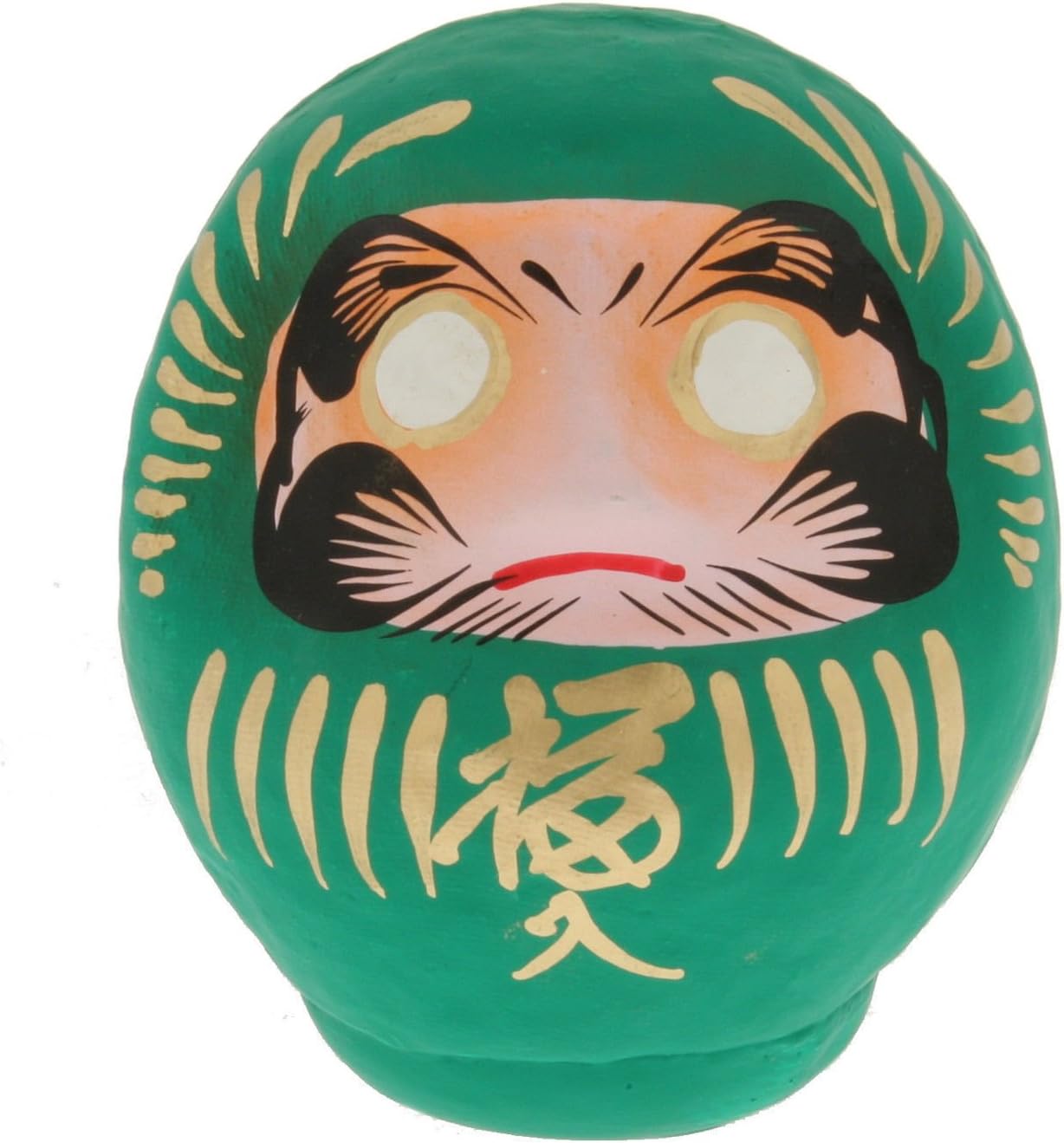 Daruma Doll Paper-mache 3.75" Tall Green (For Health and Relax)