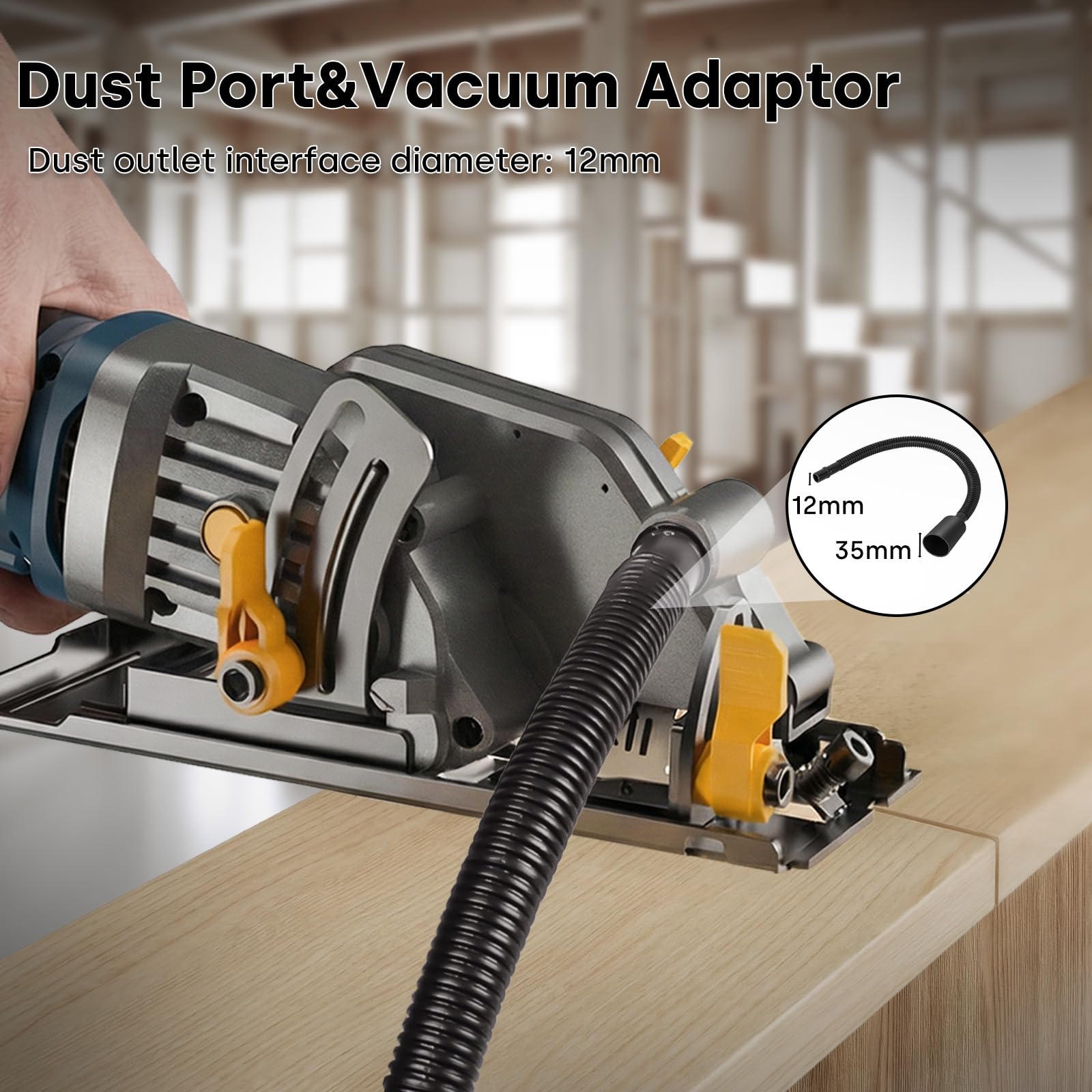 Enventor Mini Sega Circolare Portatile, 580W, 3 lame 115mm | 4000RPM, profondità di taglio 43mm (90°), 29mm (45°), , ideale per legno, cartongesso, plastica, PVC
