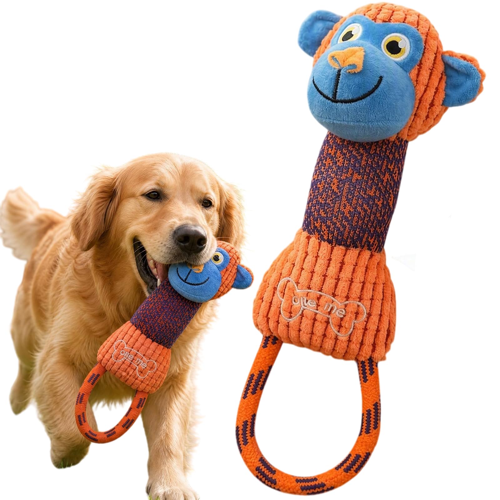 Speedy Panther Plush Monkey Squeaky Dog Toy with Rope for Dogs