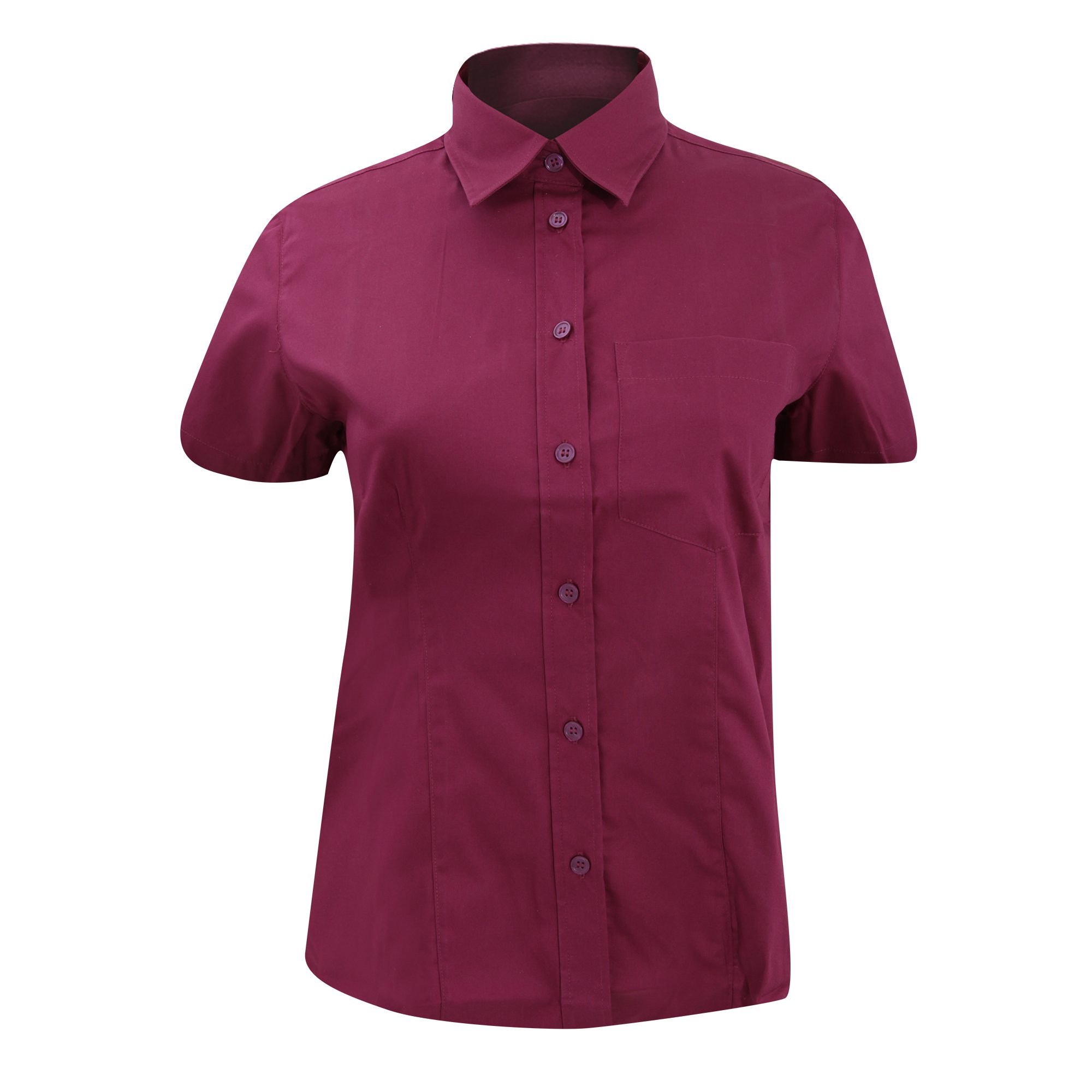 Kustom Kit Ladies Short Sleeve Corporate Pocket Oxford Shirt (8) (Burgundy)