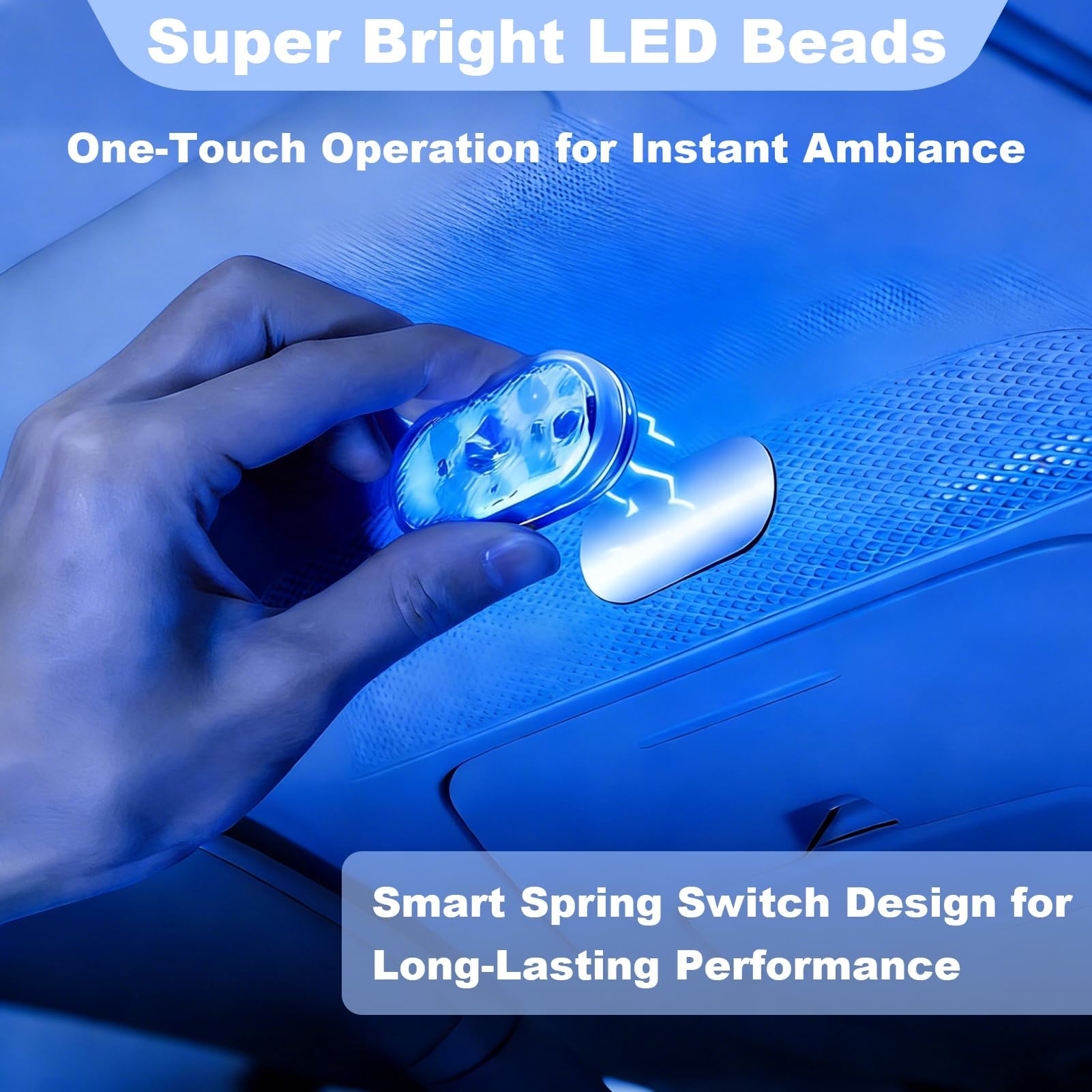 2 Piezas Luces LED Táctil para Coche, Luz Interior con 7 Colores del USB Móvil Recargable RGB Ajustable de Luces LED Inalambrico Lluminación de Coche Multiusos para Iluminación de Maletero Interior — view 5