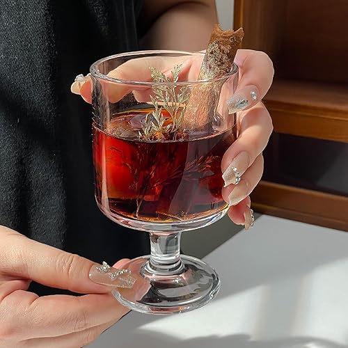 Miniatura 6 de Copas transparentes vintage de 8, vasos de bebida mixta, copas de vino de 7.7 onzas, vasos para beber té helado, vino, cerveza, jugo, cóctel, whisky