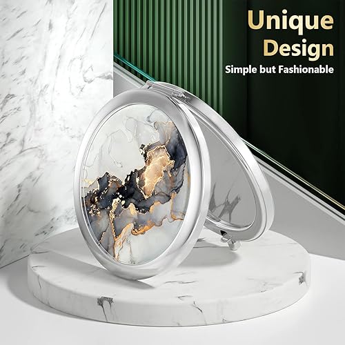 Miniatura 6 de Nipichsha Espejo compacto, espejo de maquillaje de viaje de bolsillo, espejo compacto de aumento de 2 caras, espejo compacto de aumento 2X1X,