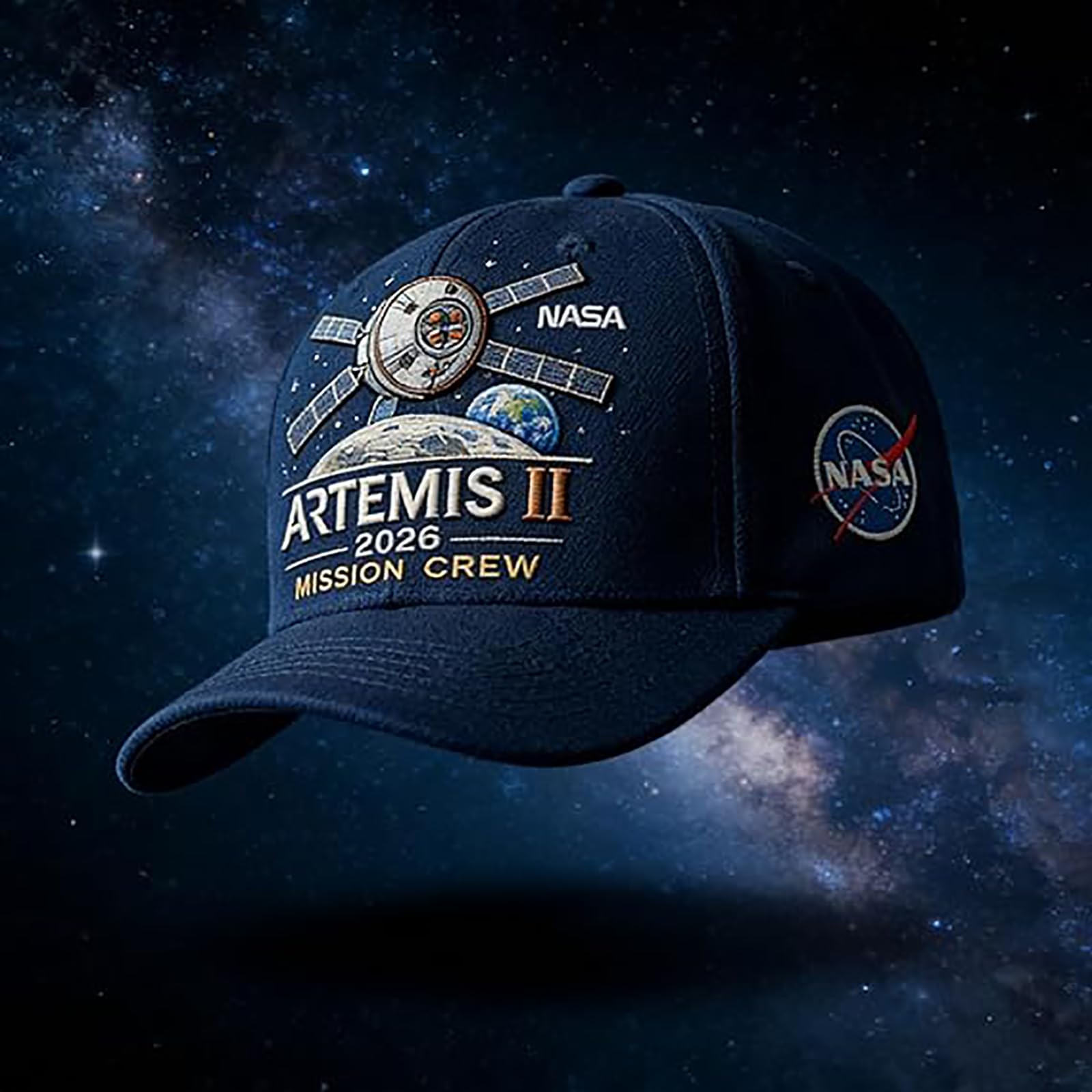 Artemis II Lunar Mission Commemorative Cap, 2026 Back to the Moon Space Hat, Astronaut Theme Baseball Cap, for Space Explore Black — view 5