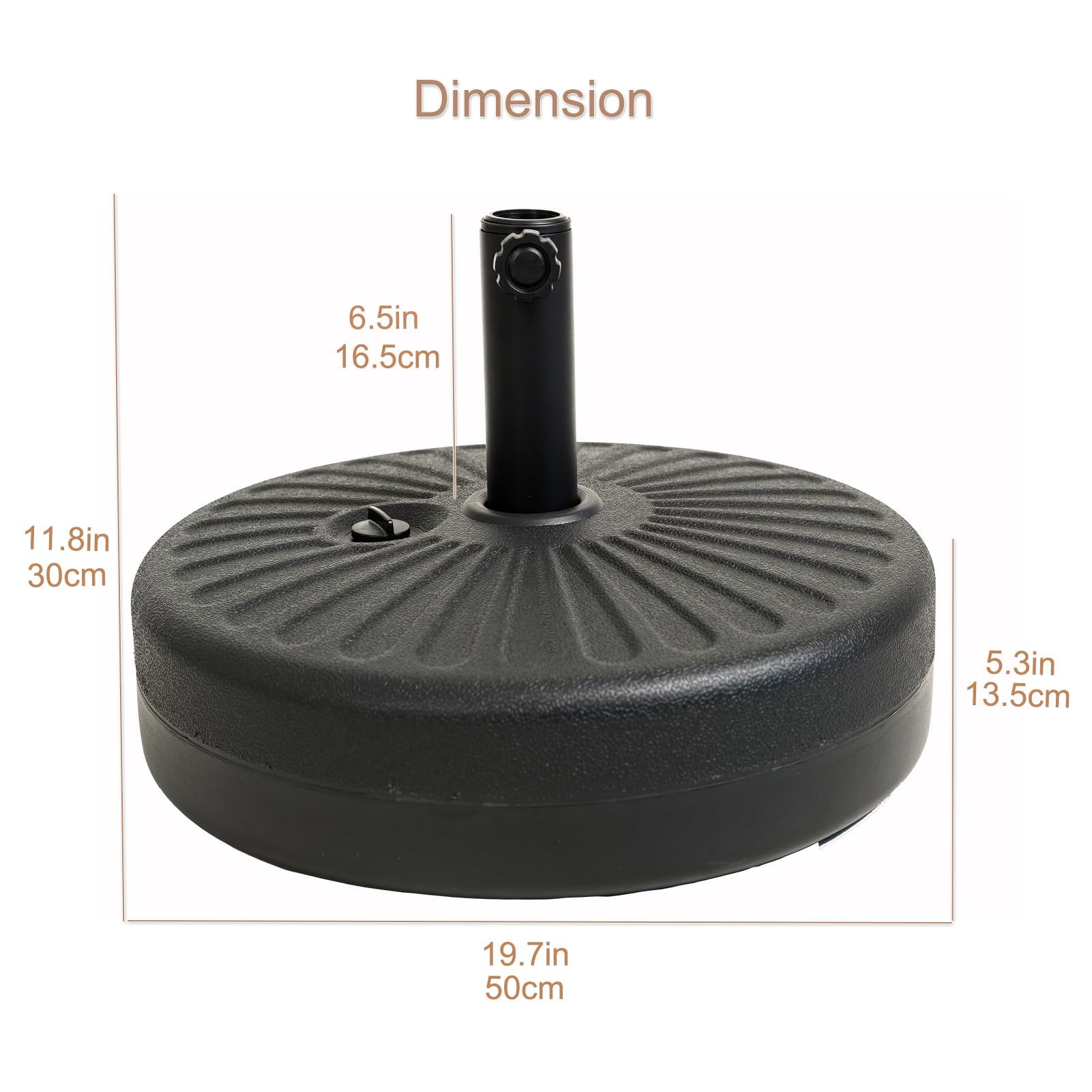 C-Hopetree 35kg Heavy Duty Water Fillable Base Stand for Outdoor Patio Garden Parasol Table Umbrella, Black - Image 5