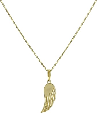 jewellerybox 9ct Gold Angel Wing Pendant on Chain 16-20 Inches