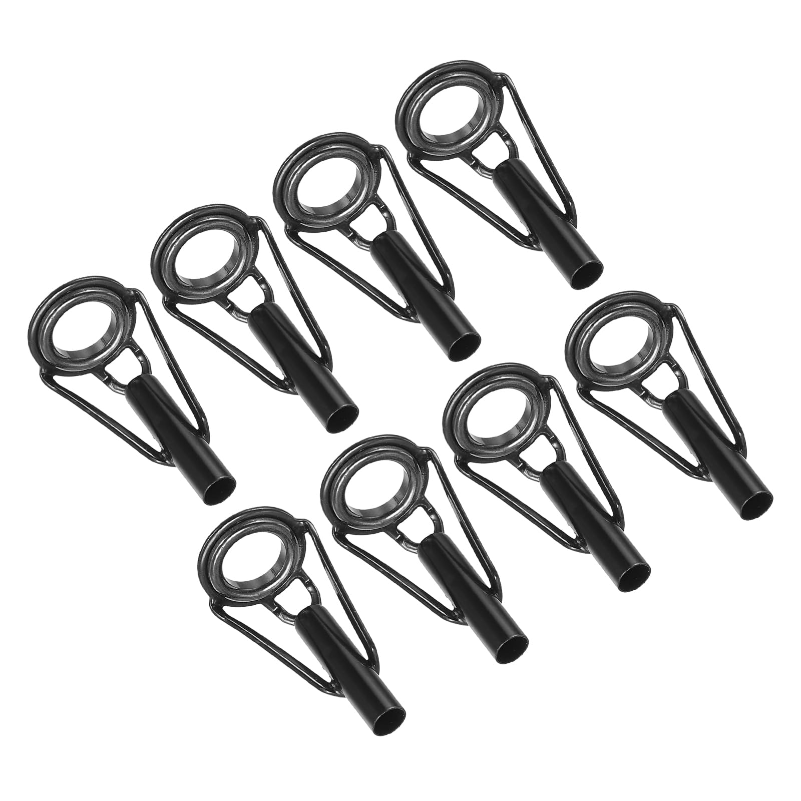 PATIKIL 3,6mm Canna Pesca Punta Kit Riparazione, 8pz Acciaio Inox Asta oring Guida Sostituzione per Acqua Salata Acqua Dolce Pesca, nero