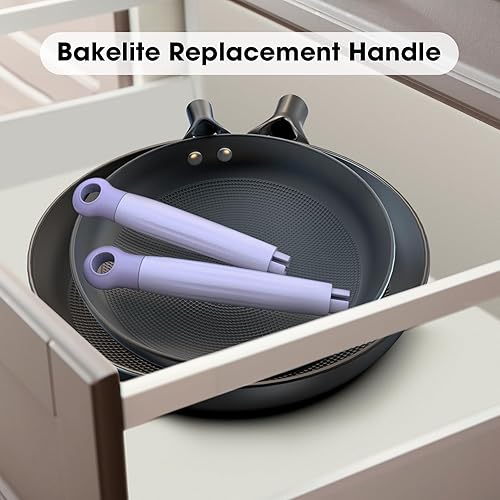 Miniatura 2 de imarku Mango extraíble para sartén de hierro fundido de panal de abeja de 10 y 12 pulgadas, reemplazo de mango desmontable, color morado