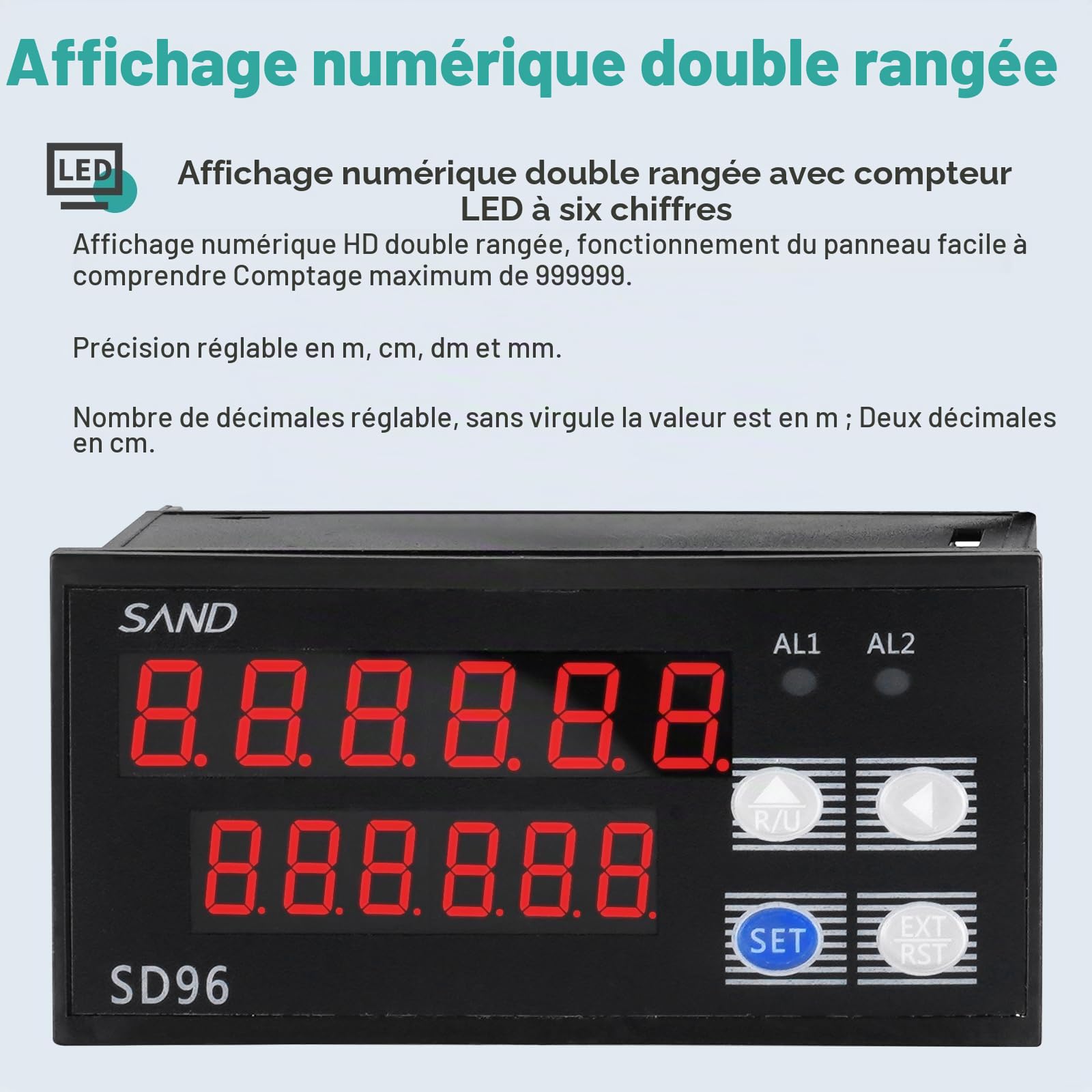 YJINGRUI Compteur de longueur numérique de compteur de roue de mesure unique avec fonction de contrôle 0-999999