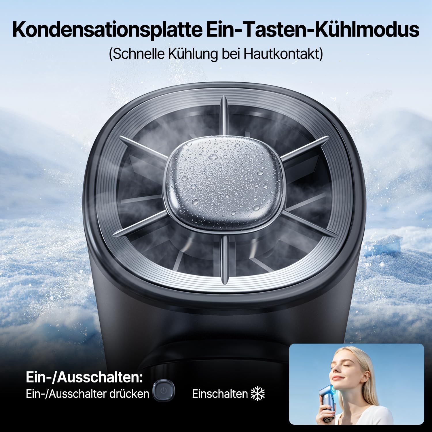 yAyusi Tragbarer Wiederaufladbarer Handventilator,10000 mAh Multifunktionaler Leistungsstarker Handventilator mit Eiskühlfunktion,Turbo-Handventilator 0-100 Einstellbare Stufen für Reisen/Büro