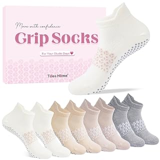 Toes Home Pilates Socks for Women, Ankle Grip Yoga Non Slip Socks Gift Box - Amazon product rated Grade B