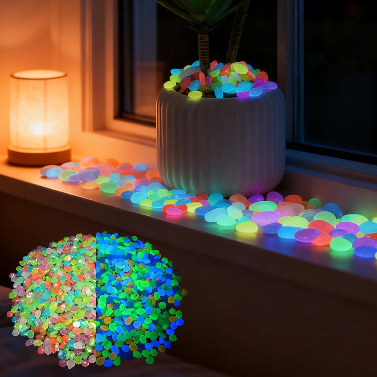 100 PCS Luminous Stones Glow in The Dark Pebbles Mixed Color Decorative Rocks for Aquarium Fish Tank Garden Path Patio Lawn Yard Decor : Amazon.co.uk: Garden