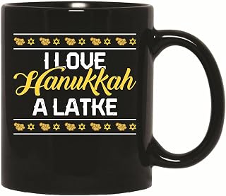Hanukkah Gift Idea for Jewish Friends I Love Latke 11oz 15oz Black Coffee Mug