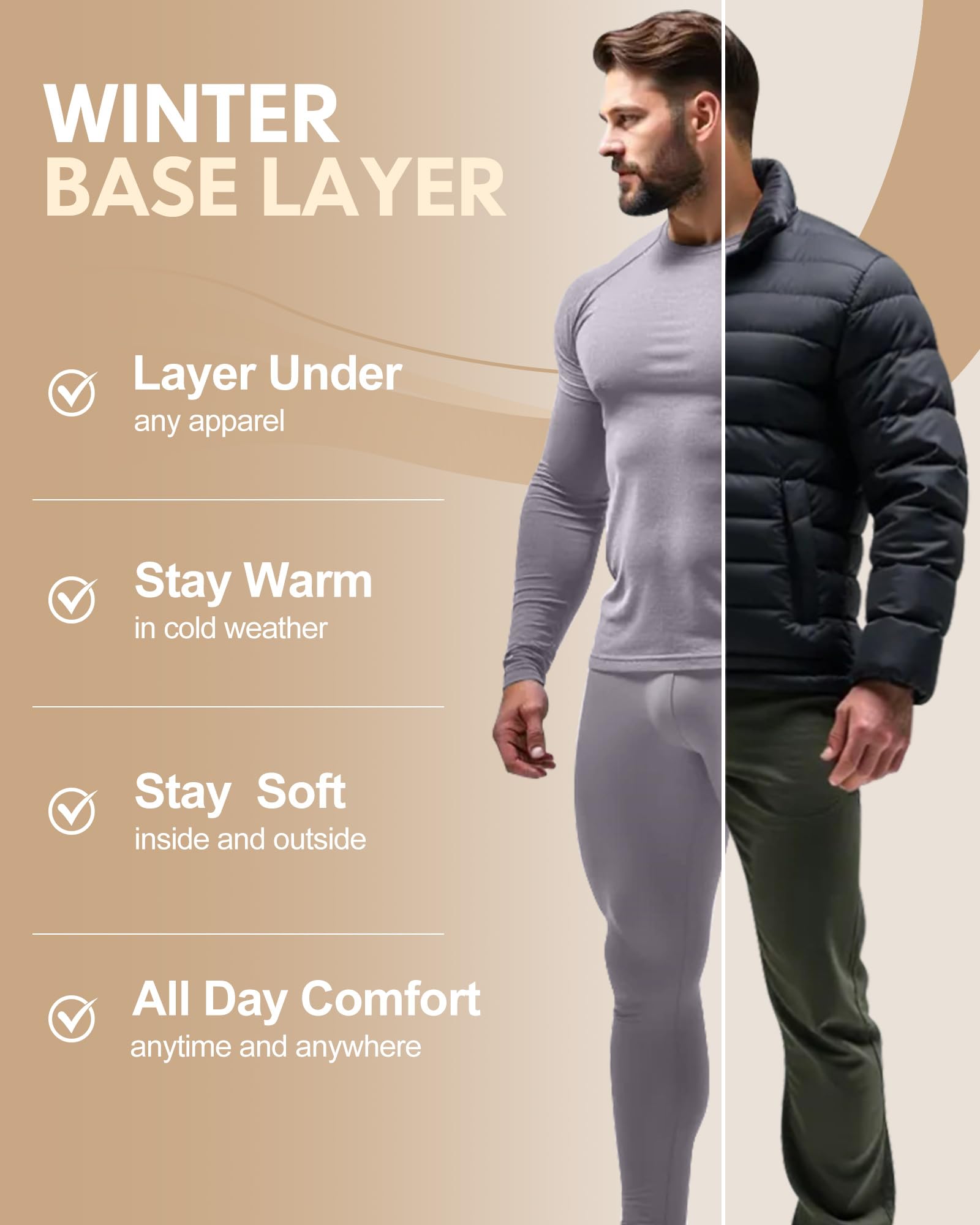 CL convallaria Intimo Termico Uomo Invernale Tuta Termica Uomo Pantaloni Termici Uomo