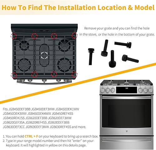 Vista 6 de Allstare Paquete de 12 patas de goma de rejilla WB02X24790 para piezas de estufa GE, parachoques de rejilla de goma para estufas GE, piezas
