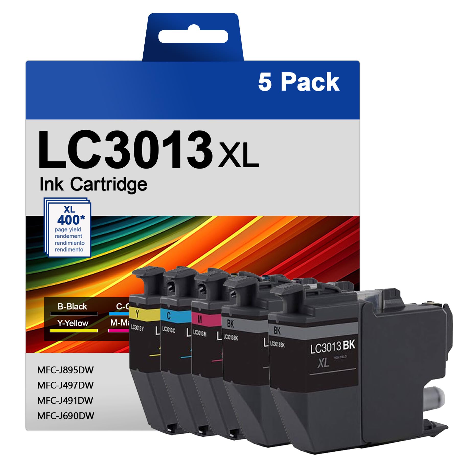 LC3013XL High Yield Ink Cartridges (5 Pack, 2BK/1C/1M/1Y) Compatible LC3013 Ink Replacement for Brother LC3011 LC3013 XL Ink Cartridge Work with