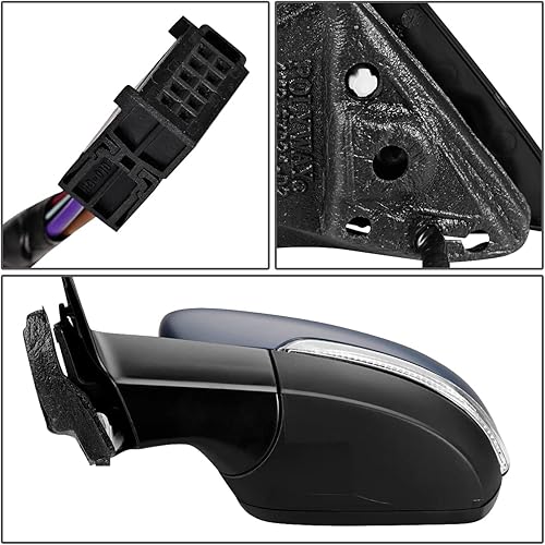 Miniatura 6 de DNA Motoring OEM-MR-VW1320147 - Espejo retrovisor plegable manual con calefacción, ajuste de potencia del lado del conductor, con señal de giro