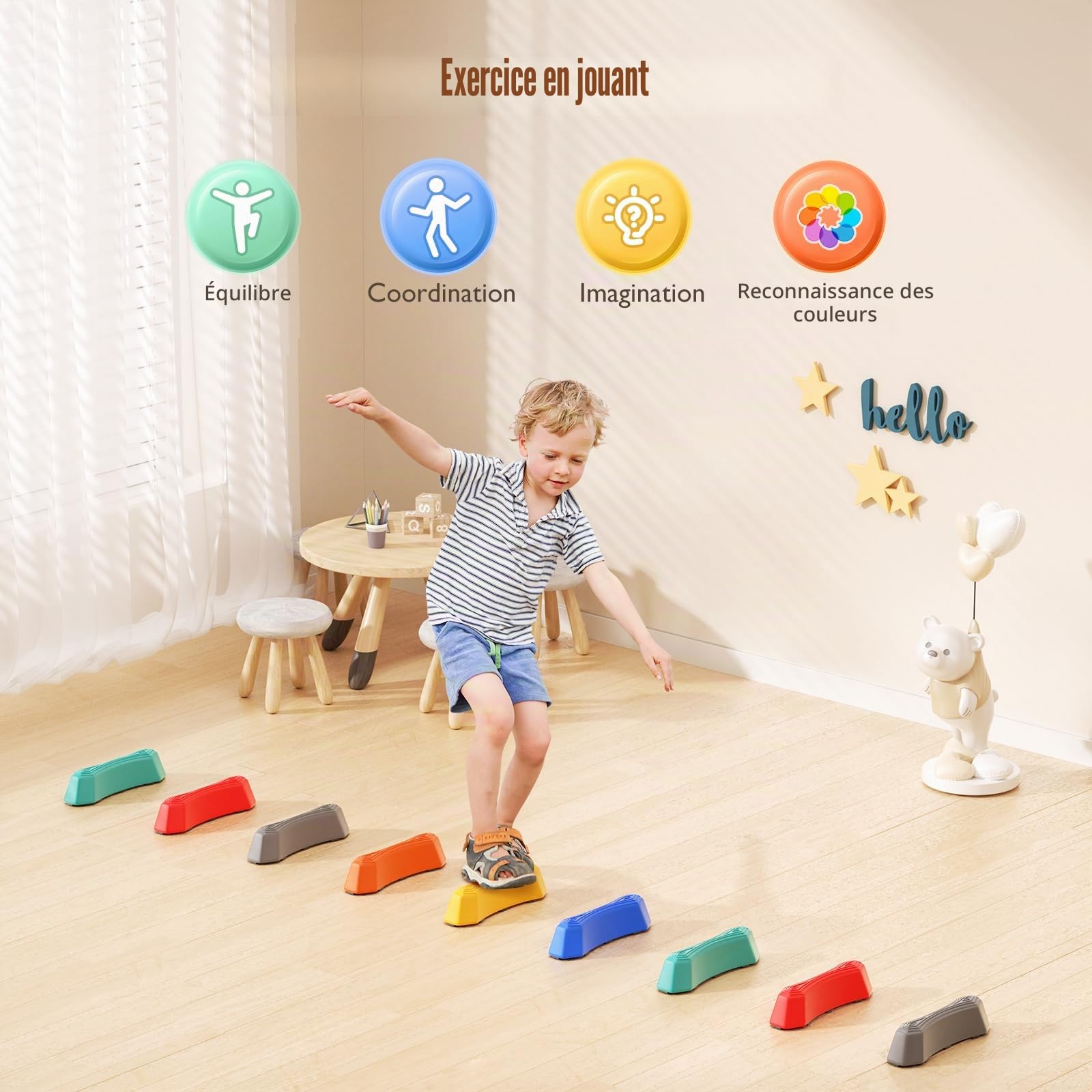 Pierres d'équilibre pour enfants - Pierres empilables - Favorisent l'équilibre