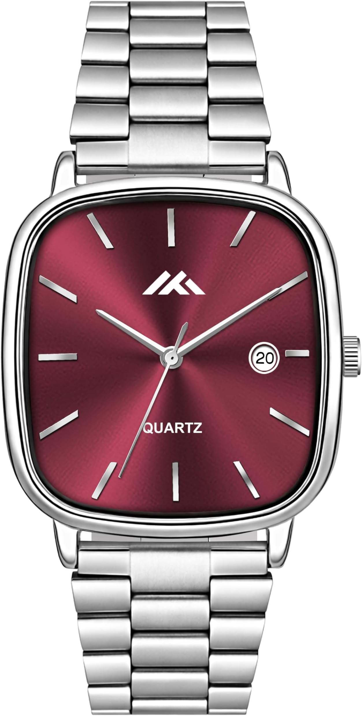 Analog 10 Different Dial Square Shape Date Dial Stainless Steel Belt Watch for Men Formal Watch for Boys