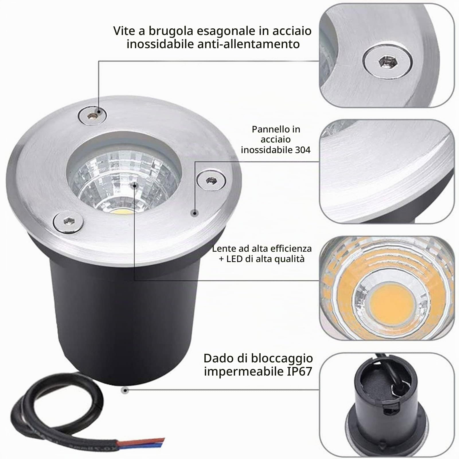 AWSAD Faretti A LED da Esterno 12V-24V Luci del Paesaggio IP67 Impermeabile Cortile, Prato, Illuminazione da Giardino Faretti LED Pavimento (Color : Neutral Light)