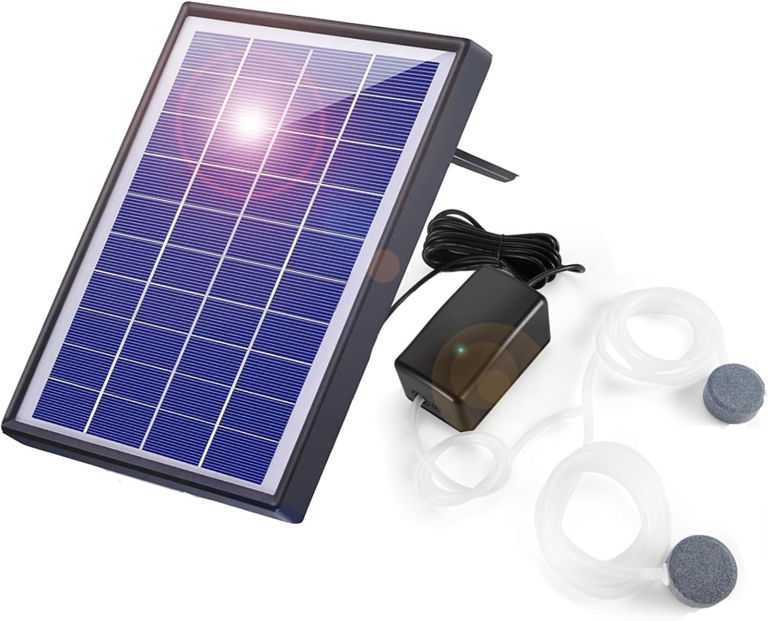 Solar Pond Aerator, 6W Solar Air Pump with Dual Bubble Stones for Outdoor Fish Tank, Pond, Hydroponics Powered Oxygen Pump for Aquarium & Garden..