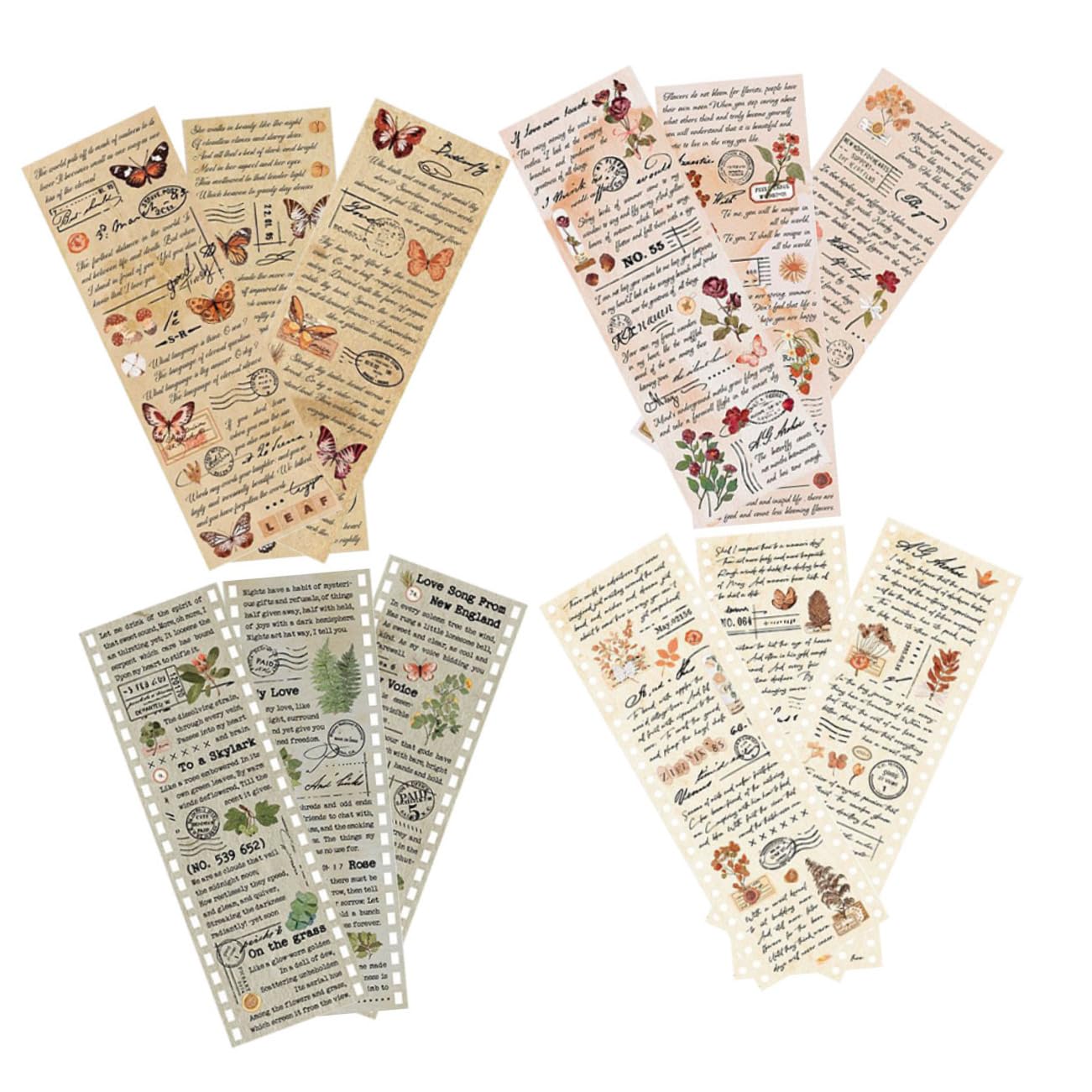 HOMSFOU 20 Sätze Vintage Washi Tape Selbstklebende Dekorative Papiertapes für Scrapbooking Diy Projekte und Journals Vielseitige Designs für Bastelarbeiten