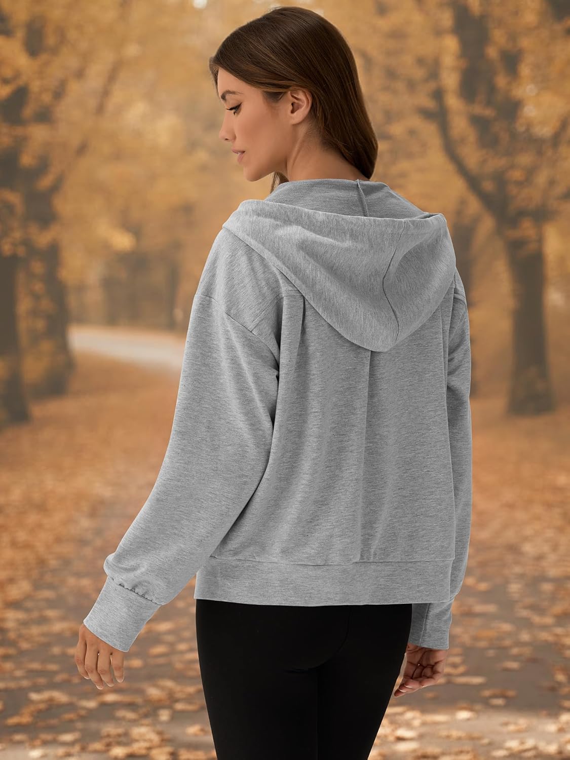 ZAFUL Women's Half Zip Oversized Cropped Hoodie lightweight Sweatshirt with Kangaroo Pocket for Fall Spring and Winter 2025 - Image 7