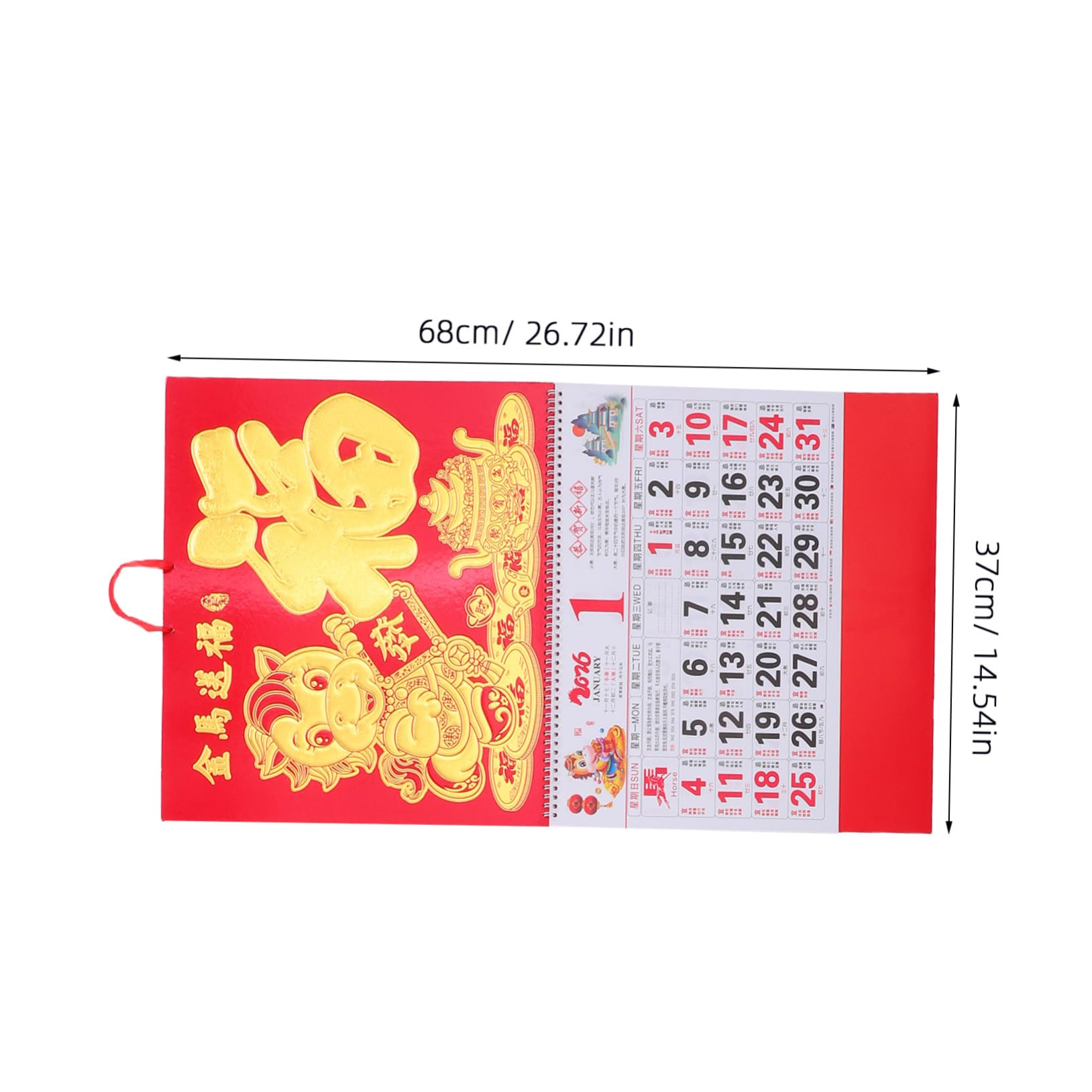 DOITOOL 3piezas Calendario de Pared Chino Calendario Lunar Colgante Anual de Planificador Tema de Caballos para Decoraciones de Temporada y Planificación Anual