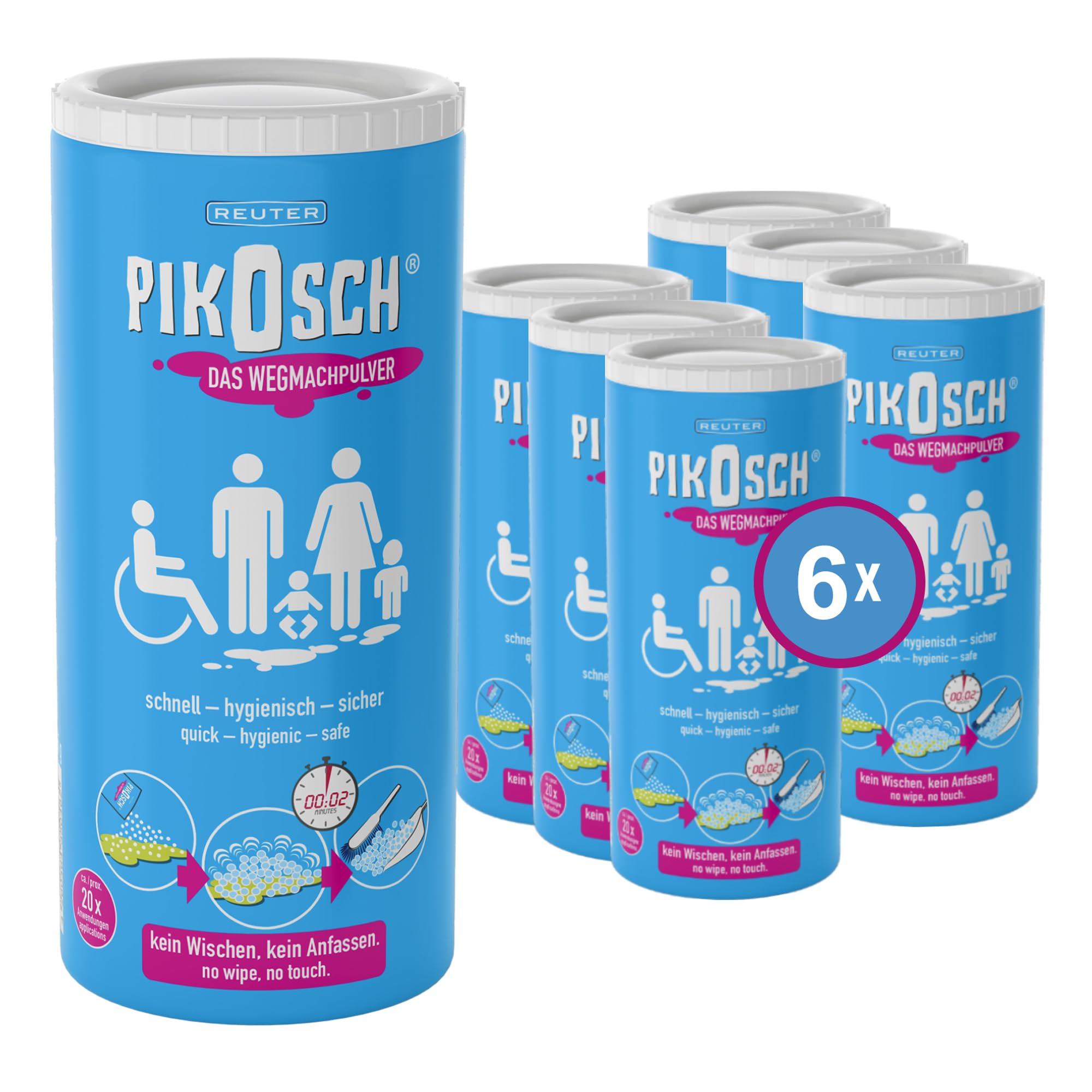 Das ultimative Wegmachpulver, Superabsorber bindet Flüssigkeiten und Gerüche wie Erbrochenes, Urin, Kot, Blut und Wasser - für ihre Familie - hohe Saugleistung (6er Set 375g)