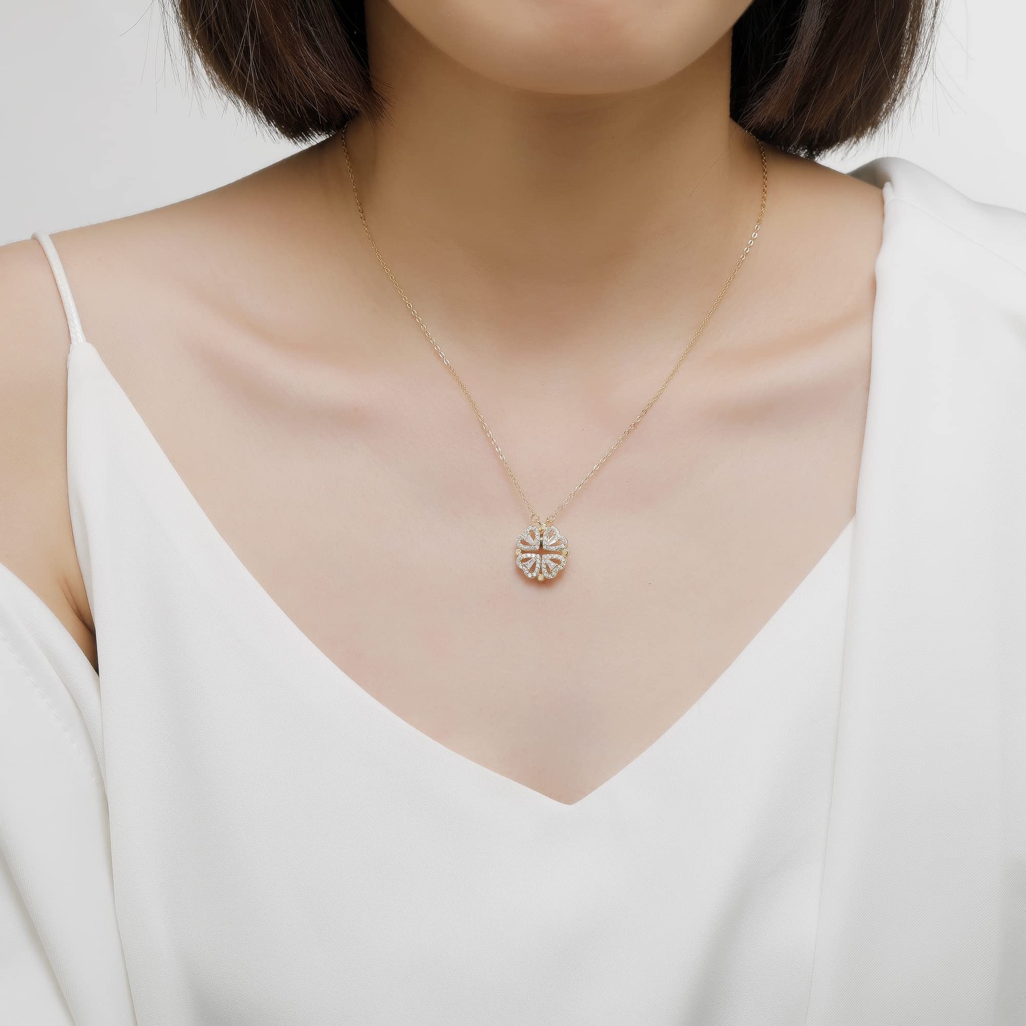 Jrêveinfini Kleeblatt Halskette Damen 925 Silber mit Anhänger, Glücksbringer Schmuck für Frauen mit Geschenkbox, Geschenk zu Weihnachten, Valentinstag, Muttertag & Geburtstag