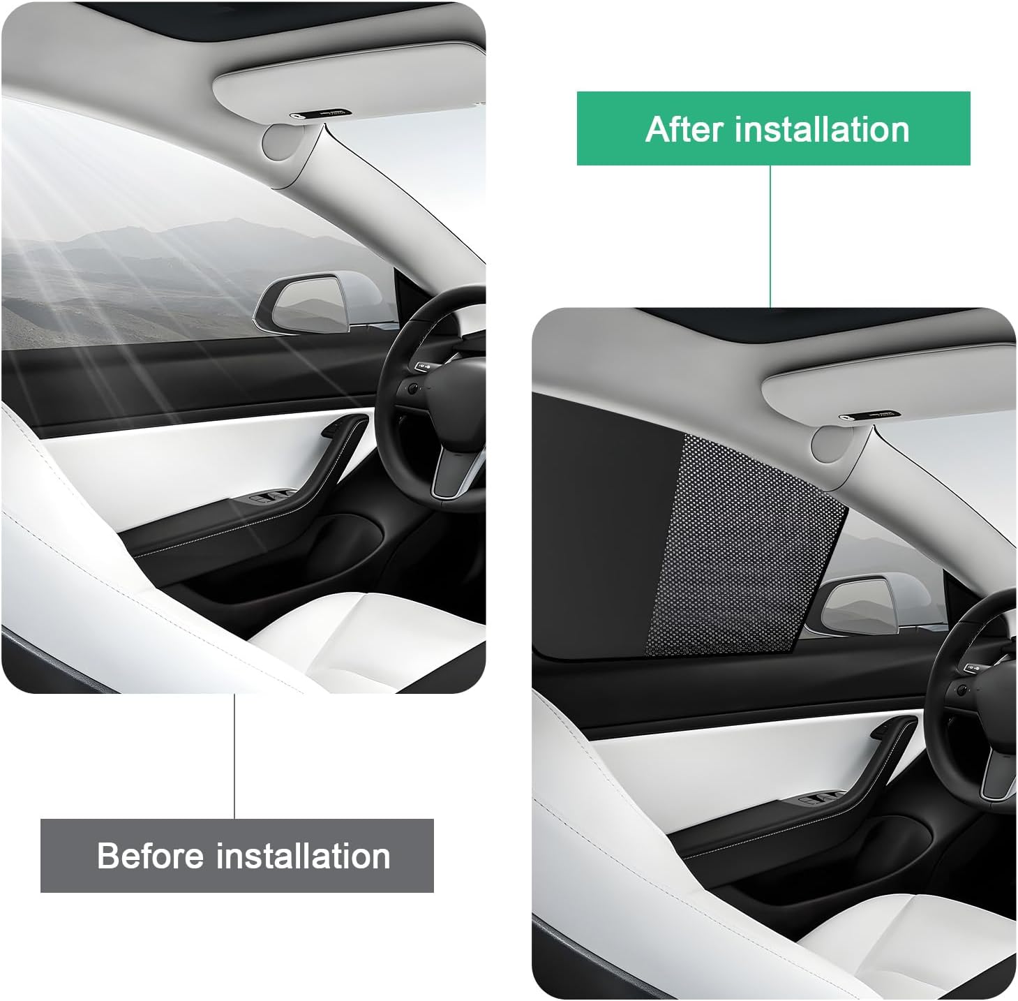 2 PCS Car Window Shades, Magnetic Sunshade Mesh Front Window Cover with Half Shade, Double Layer Sunlight Shield Blocker UV Rays Protection for Driver Passenger, Car Accessories (Vertical)