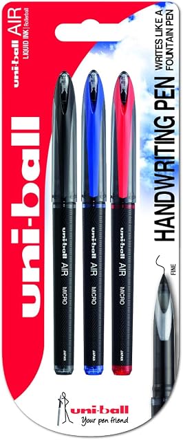 uni-ball "Blister" Air Rollerball Pen - Assorted Colours (Pack of 3)