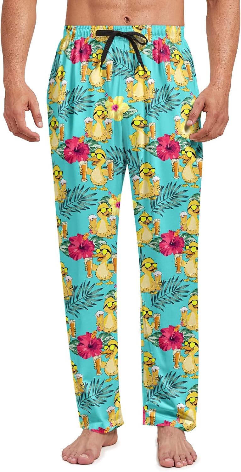 Men's Pajama Pants Loose and lightweight Sleep Lounge Bottoms with pockets Drawstring