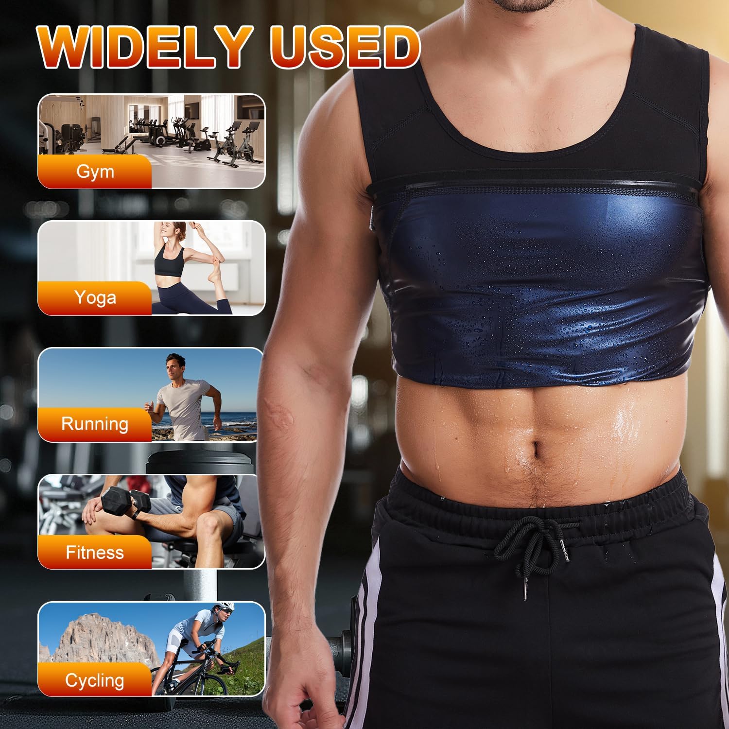 Sauna Vest for Men Waist Trainer Sweat Sauna Suit for Men Weight Loss Compression Body Shaper Workout Gym Tank Top - Image 3